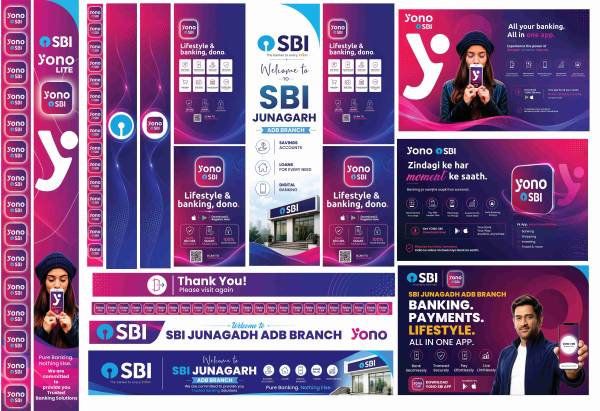 thumbnail Premium SBI YONO Branch Branding PSD Designs for Flex, Vinyl & Sunboard Printing